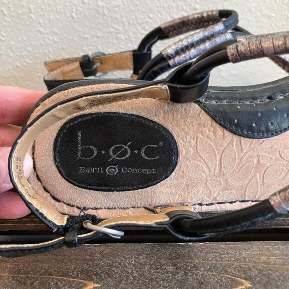 B.O.C. Born Concept Black/Pewter Sandals Cersei Slingback Flip Flops Size 9 - Picture 5 of 9